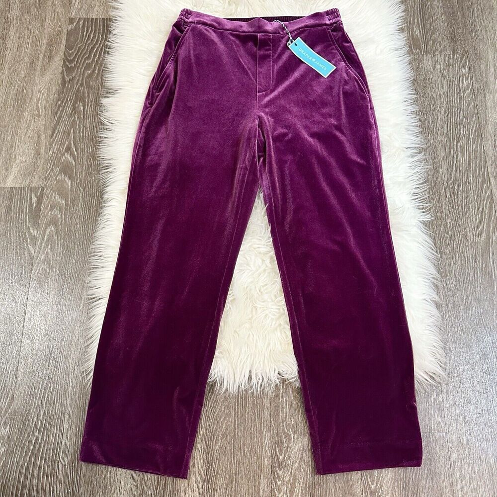 NWT Draper James Womens Straight Leg Pants in Velvet Size Medium Plum Purple
